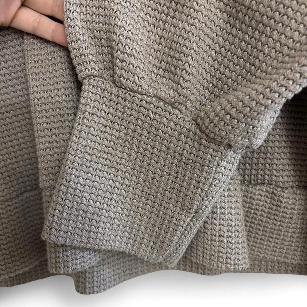 Excellent Ginger G Taupe Waffle Knit Top Womens Large Oversized V-Neck Thermal - Picture 6 of 8